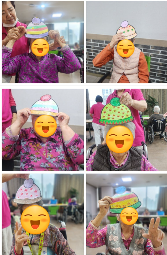 인지미술활동-털모자색칠하기